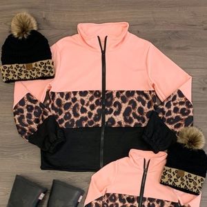 LAST ONE. Blush & Cheetah Zip Jacket